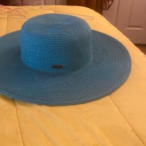 Blue hat aqua family straw hat